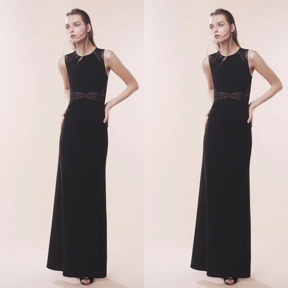 chinese dress ladies Lace Bodice Chiffon Rufle Gown Black / 12 main image 1